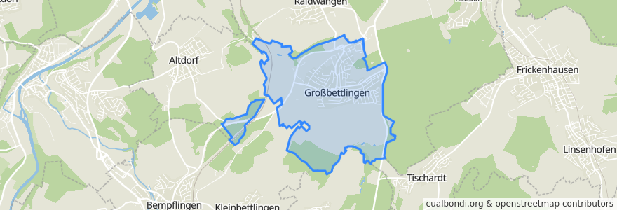 Mapa de ubicacion de Großbettlingen.