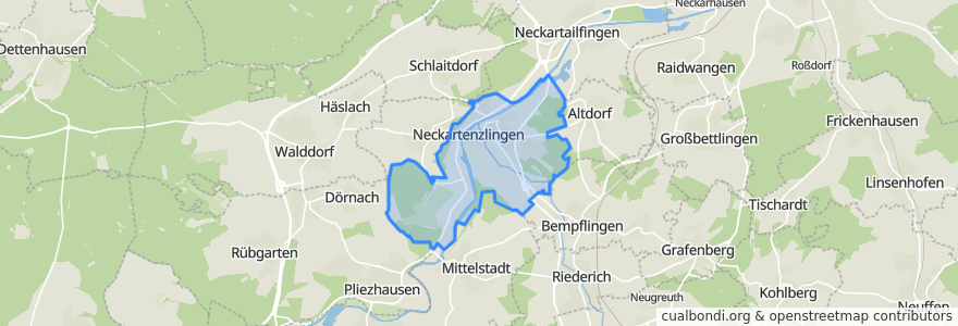 Mapa de ubicacion de Neckartenzlingen.