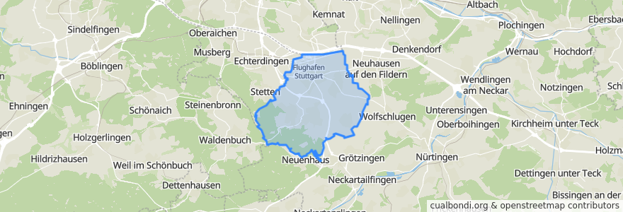 Mapa de ubicacion de Filderstadt.