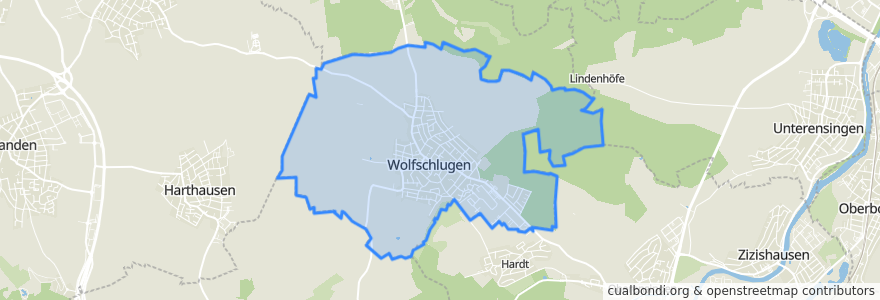 Mapa de ubicacion de Wolfschlugen.