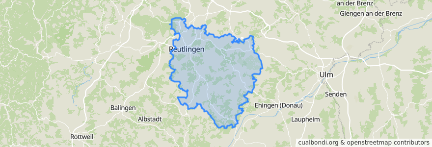 Mapa de ubicacion de Landkreis Reutlingen.