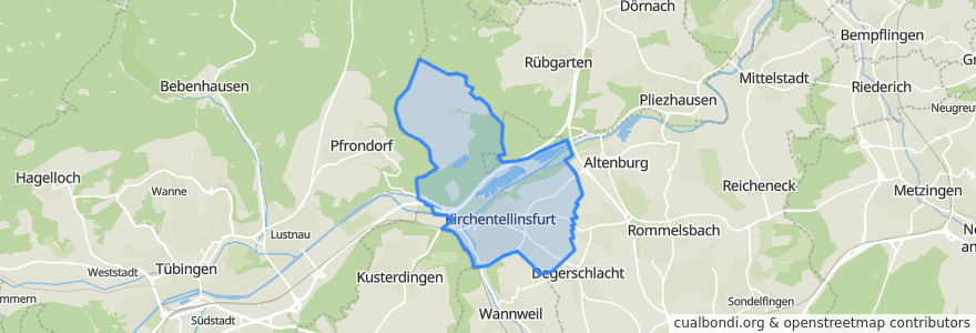 Mapa de ubicacion de Kirchentellinsfurt.