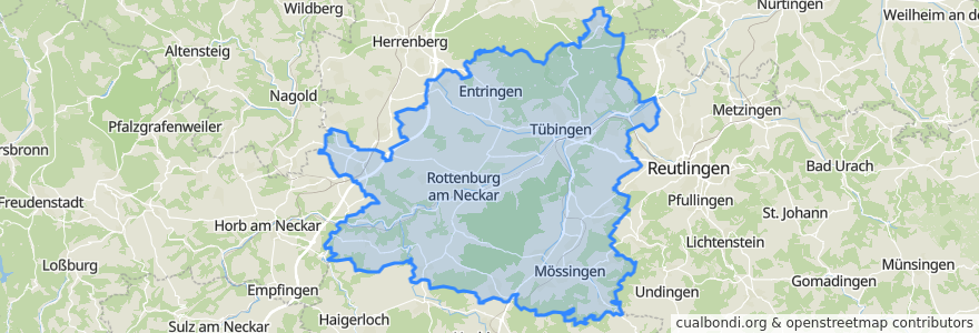 Mapa de ubicacion de Landkreis Tübingen.