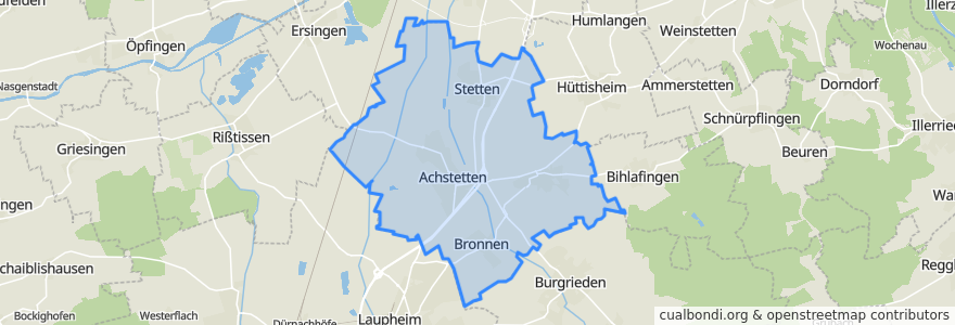 Mapa de ubicacion de Achstetten.