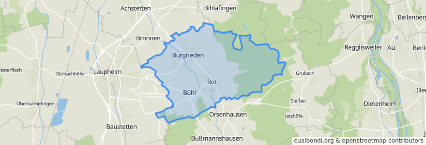 Mapa de ubicacion de Burgrieden.