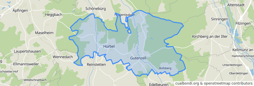 Mapa de ubicacion de Gutenzell-Hürbel.