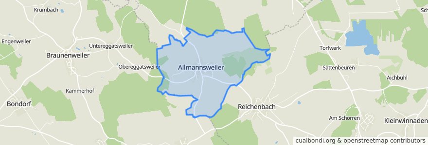 Mapa de ubicacion de Allmannsweiler.