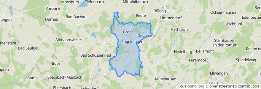 Mapa de ubicacion de Ingoldingen.