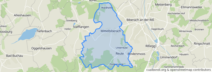 Mapa de ubicacion de Mittelbiberach.