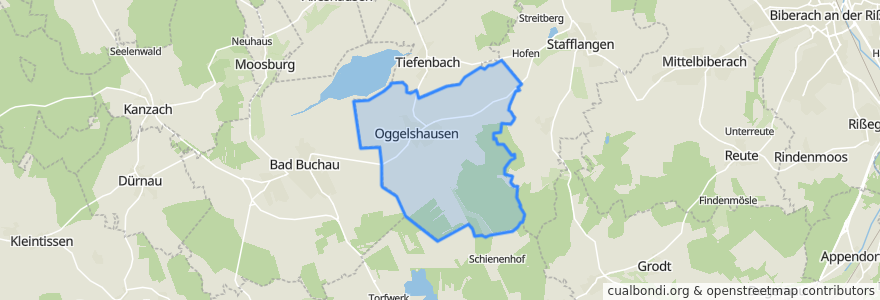 Mapa de ubicacion de Oggelshausen.