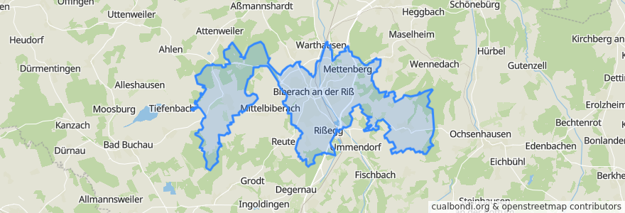 Mapa de ubicacion de Biberach an der Riß.