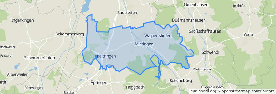 Mapa de ubicacion de Mietingen.