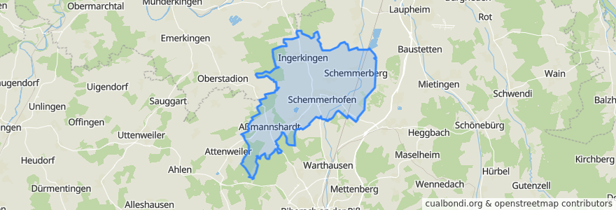 Mapa de ubicacion de Schemmerhofen.