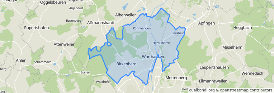 Mapa de ubicacion de Warthausen.