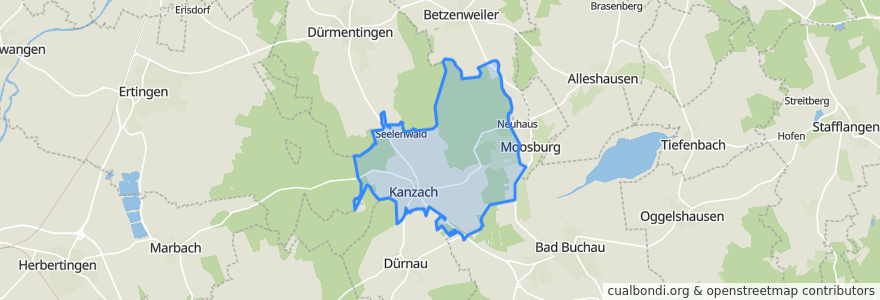 Mapa de ubicacion de Kanzach.