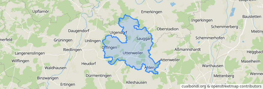 Mapa de ubicacion de Uttenweiler.