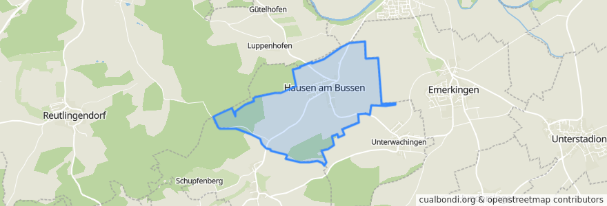 Mapa de ubicacion de Hausen am Bussen.