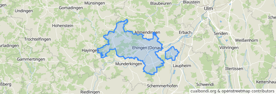 Mapa de ubicacion de Ehingen (Donau).