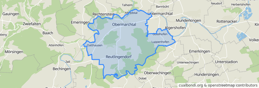 Mapa de ubicacion de Obermarchtal.