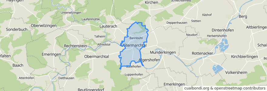 Mapa de ubicacion de Untermarchtal.