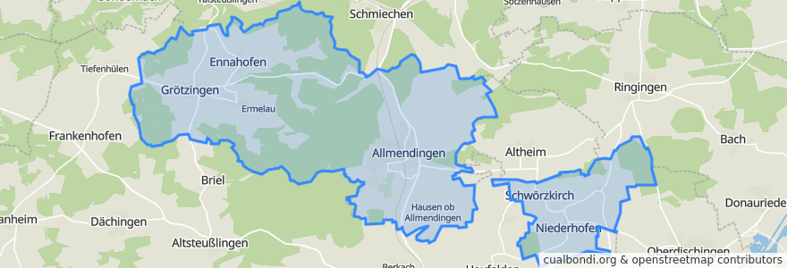 Mapa de ubicacion de Allmendingen.