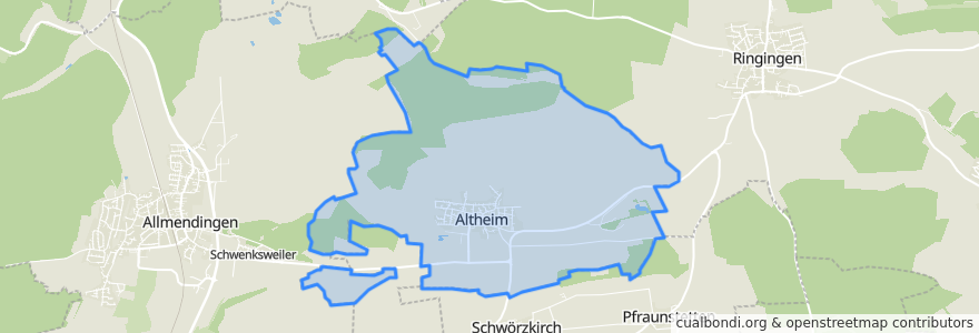 Mapa de ubicacion de Altheim.