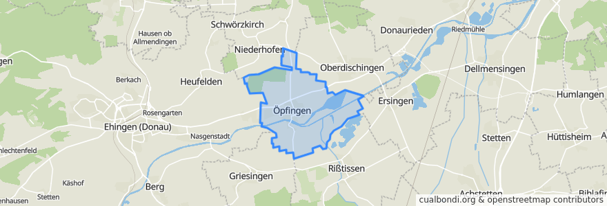 Mapa de ubicacion de Öpfingen.