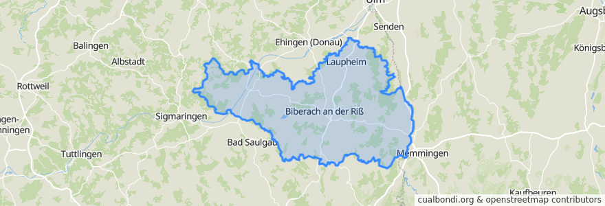 Mapa de ubicacion de Landkreis Biberach.