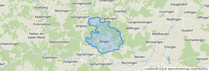 Mapa de ubicacion de Bingen.