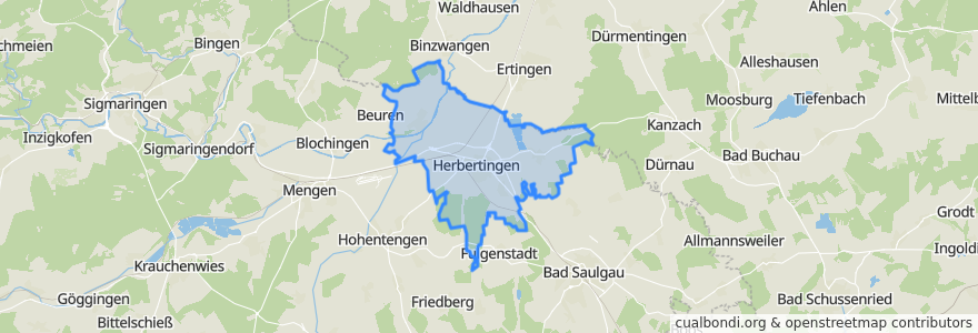 Mapa de ubicacion de Herbertingen.