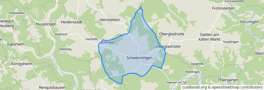 Mapa de ubicacion de Schwenningen.