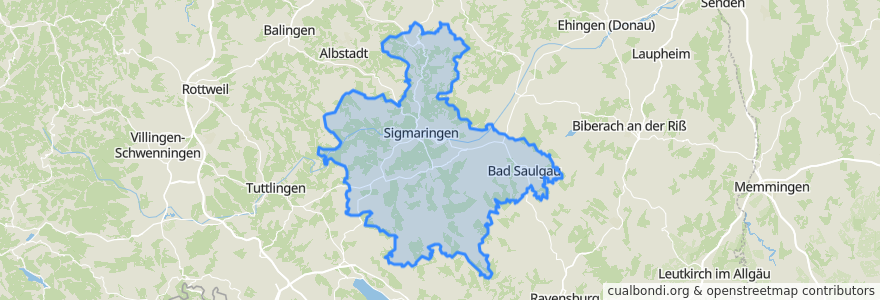 Mapa de ubicacion de Landkreis Sigmaringen.