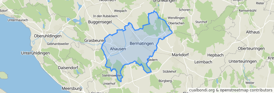 Mapa de ubicacion de Bermatingen.