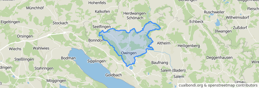 Mapa de ubicacion de Owingen.