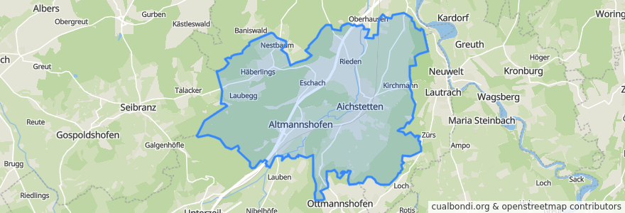 Mapa de ubicacion de Aichstetten.