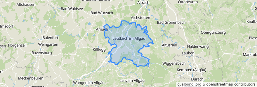 Mapa de ubicacion de Leutkirch im Allgäu.