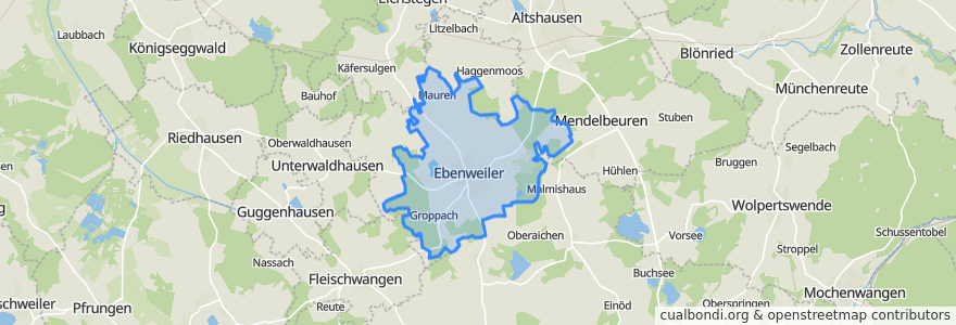 Mapa de ubicacion de Ebenweiler.