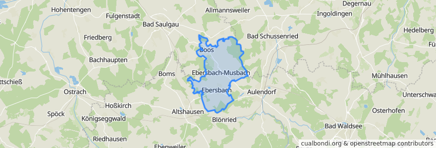 Mapa de ubicacion de Ebersbach-Musbach.