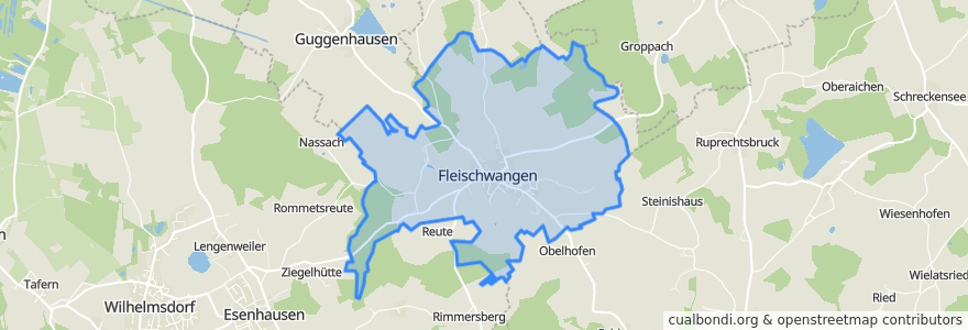 Mapa de ubicacion de Fleischwangen.