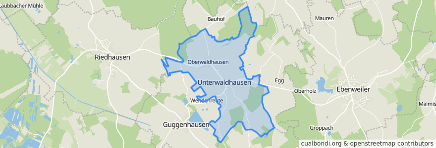 Mapa de ubicacion de Unterwaldhausen.