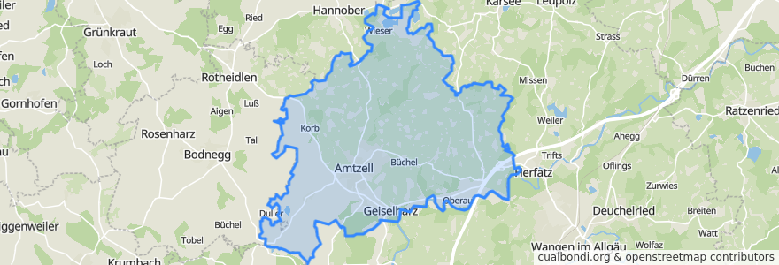 Mapa de ubicacion de Amtzell.