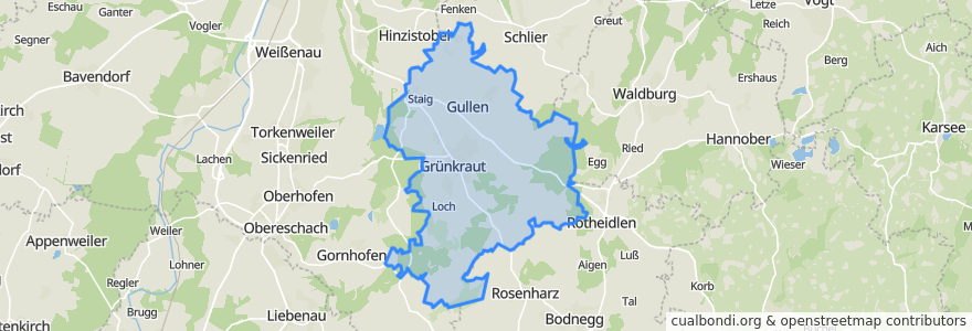 Mapa de ubicacion de Grünkraut.