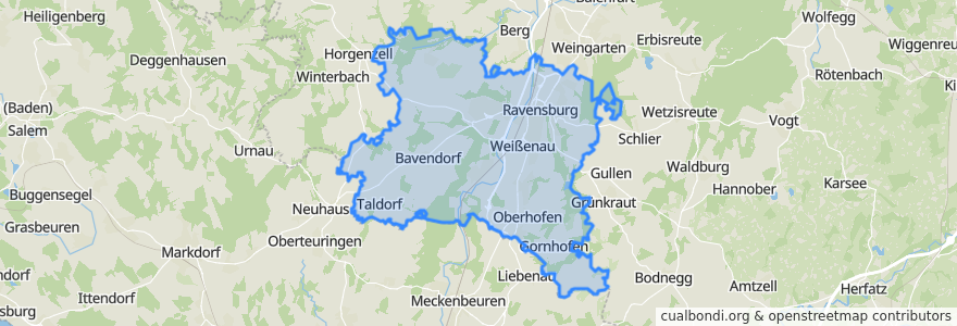 Mapa de ubicacion de Ravensburg.