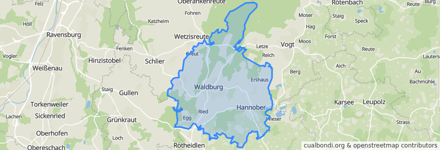 Mapa de ubicacion de Waldburg.