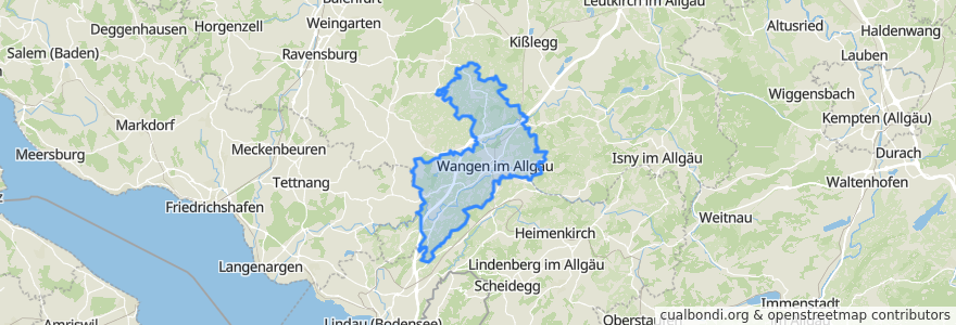 Mapa de ubicacion de Wangen im Allgäu.