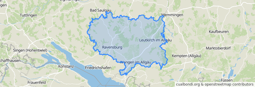 Mapa de ubicacion de Landkreis Ravensburg.