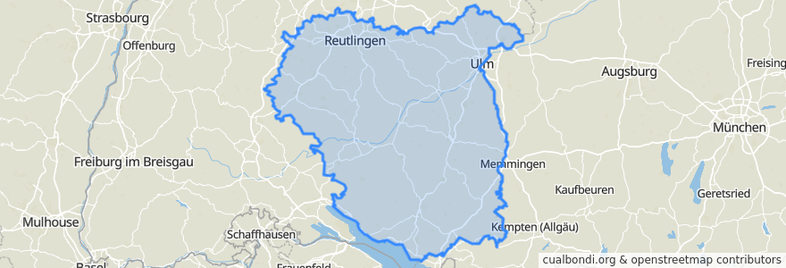 Mapa de ubicacion de Regierungsbezirk Tübingen.