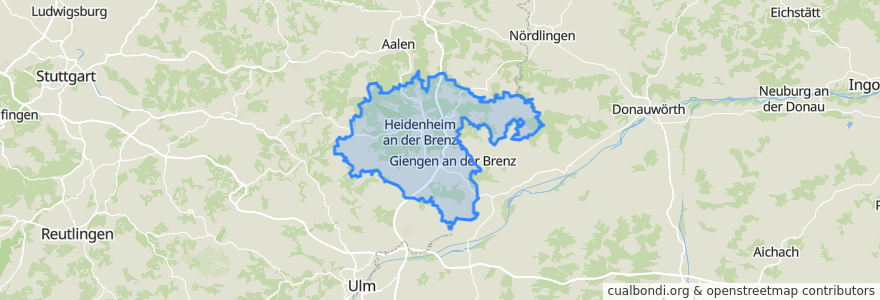 Mapa de ubicacion de Landkreis Heidenheim.