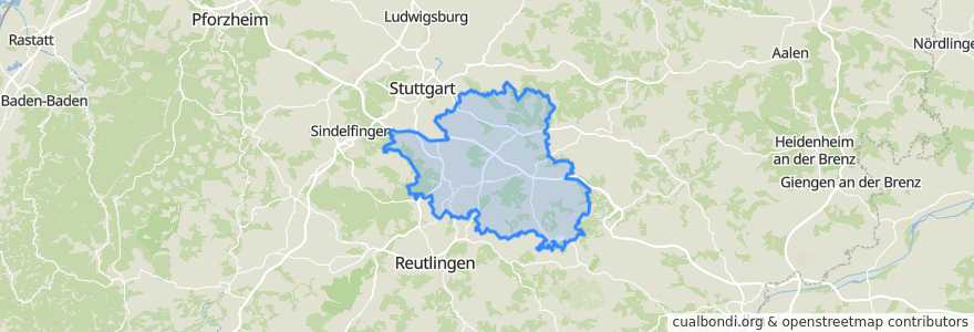 Mapa de ubicacion de Landkreis Esslingen.