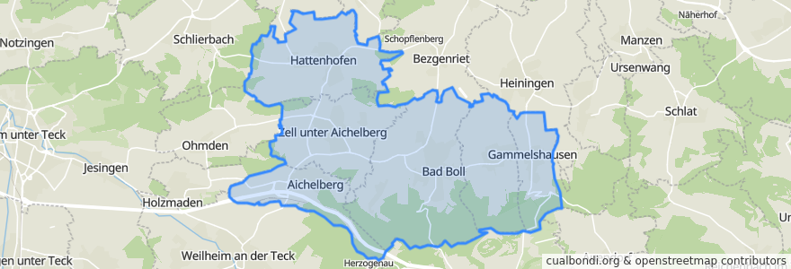 Mapa de ubicacion de Gemeindeverwaltungsverband Raum Bad Boll.